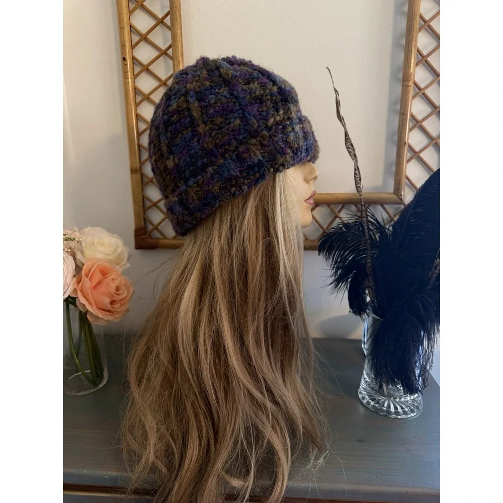 Cappellificio Fiorentino Wool‎ Blend Purple Knitted Beanie Hat Made In Italy EUC
